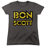 Bon Scott AC/DC Stencil Logo Women's T-Shirt Charcoal