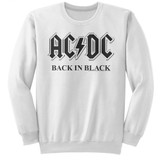 AC/DC Back In Black White Adult Crewneck Sweatshirt