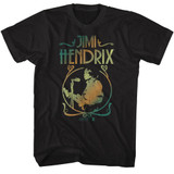 Jimi Hendrix Gradient Circle Black Adult T-Shirt