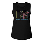 MTV Neon Sign Logo Black Women's Muscle Tank Top T-Shirt