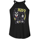 Kiss Spike Circles Black Women's Sleeveless Rocker T-Shirt