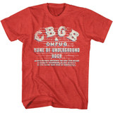 CBGB Logo on Wall Red Heather T-Shirt