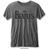 The Beatles Unisex T-Shirt Drop T Logo (Burnout) Charcoal