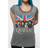 Queen Women's T-Shirt Vintage Union Jack (Burnout)
