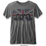 Queen Unisex T-Shirt Vintage Union Jack (Burnout)