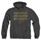 Seinfeld Pretzels Thirsty Adult Heather Hoodie Sweatshirt Black