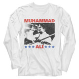 Muhammad Ali Raising Fist White Long Sleeve T-Shirt