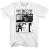 Scarface Comic Background White T-Shirt