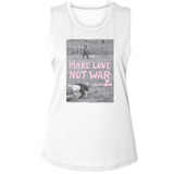 Woodstock Make Love Not War Poster White Women's Muscle Tank Top T-Shirt