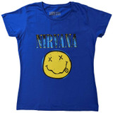 Nirvana Unisex T-Shirt Xerox Smiley Blue