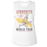 Aerosmith Just Push Play White Women's Muscle Tank Top T-Shirt