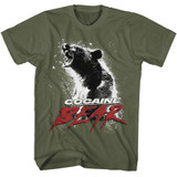 Cocaine Bear Movie Poster Light Military Green Adult T-Shirt