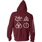 Led Zeppelin Unisex Zipped Hoodie Sweatshirt Symbols (Back Print)