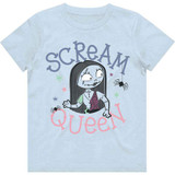 Disney Kids Girls T-Shirt The Nightmare Before Christmas Scream Queen Light Blue