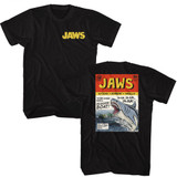 Jaws Comic Front And Back Black T-Shirt