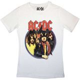 AC/DC Women's T-Shirt Highway To Hell Circle White