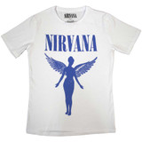 Nirvana Women's T-Shirt Angelic Blue Mono White