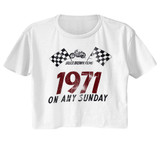 Bruce Brown Films 1971 Any Sunday White Women's Festival Cali Crop T-Shirt