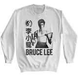 Bruce Lee Monochrome Stacking White Adult Sweatshirt