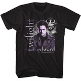 Twilight Edward and Crest Black Adult T-Shirt