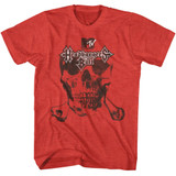 MTV Headbangers Ball Logo Skull And Bones Red Heather Adult T-Shirt