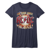 AC/DC For Those About To Rock Navy Junior Women's T-Shirt