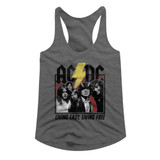 AC/DC Highway To Hell Lyrics Graphite Heather Junior Women's Racerback Tank Top T-Shirt