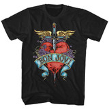 Bon Jovi Heart Black Adult T-Shirt