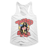 Twisted Sister Twisted '76 White Junior Women's Racerback Tank Top