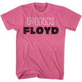 Pink Floyd Pink White Outline Retro Pink Heather Adult T-Shirt