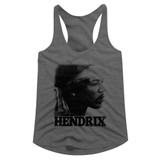 Jimi Hendrix Vintage Face Heather Junior Women's Racerback Tank Top T-Shirt