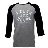 Animal House Delta House Heather/Vintage Grey Adult Raglan Baseball T-Shirt