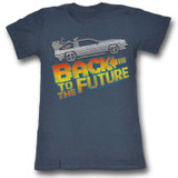 Back to the Future 8-Bit To The Future Navy Junior Women's T-Shirt