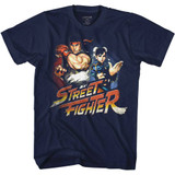 Street Fighter RyuchunLi Navy Adult T-Shirt