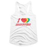 Smarties Hearts White Junior Women's Racerback Tank Top