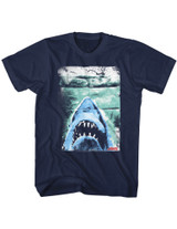 Jaws Folded Poster Navy Adult T-Shirt