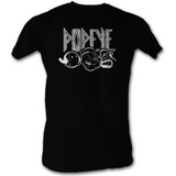 Popeye Kiss Style Black Adult T-Shirt