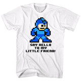 Mega Man Say Hello To My Little Friend White Adult T-Shirt
