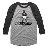 Muhammad Ali Punchy Dude Gray Heather/Vintage Smoke Adult Raglan Baseball T-Shirt