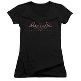 Batman Arkham Knight Logo Black Junior Women's V-Neck T-Shirt