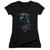 Batman Arkham Knight Batmobile Black Junior Women's V-Neck T-Shirt