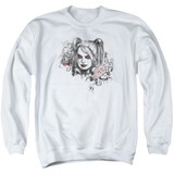 Batman Arkham Knight Sketchy Girl White Adult Crewneck Sweatshirt