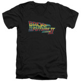 Back To The Future II Logo Adult V-Neck 30/1 T-Shirt Black