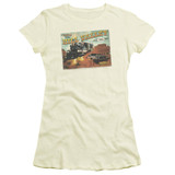 Back To The Future III Hill Valley Postcard Junior Women's T-Shirt Sheer Cream