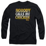 Back To The Future Chicken Long Sleeve Adult 18/1 T-Shirt Black