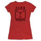 Back To The Future Flux Capacitor Junior Women's T-Shirt Sheer Red