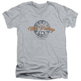 Back To The Future Hill Valley Adult V-Neck 30/1 T-Shirt Athletic Heather