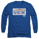Back To The Future Outatime Plate Long Sleeve Adult 18/1 T-Shirt Royal Blue