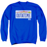 Back To The Future Outatime Plate Adult Crewneck Sweatshirt Royal Blue