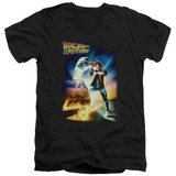 Back To The Future Poster Adult V-Neck 30/1 T-Shirt Black